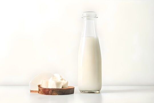 bottle of milk and glass Generative AI