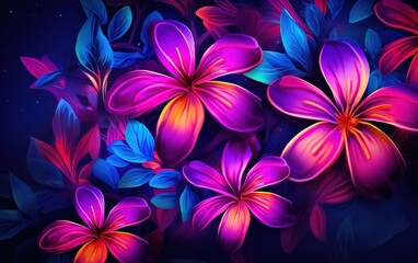 Naklejka na ściany i meble Exotic Gradient Oasis Tropical Flower Fantasy Sandy Shoreline Bloom Gradient Tropical Flower