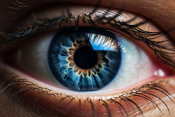 Closeup shot of eye with mild blue color 