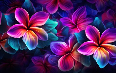 Fototapeta premium Tropical Hues in Bloom Gradient Flower Paradise Tropical Sunset Blooms Gradient Background Flower