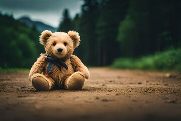 teddy bear playing with ball