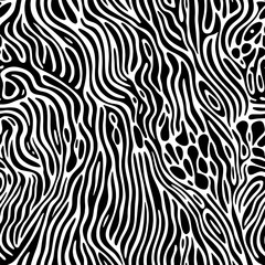 Monochrome doodle abstract seamless background with stroke line.