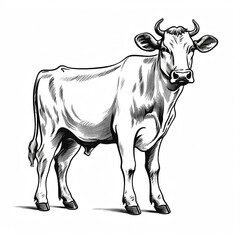 Fototapeta premium White cow alone, looking