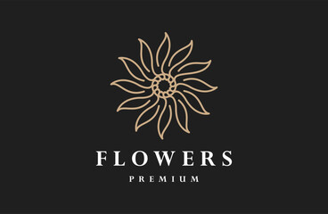 elegant flower beauty with line art style. logo use cosmetics, yoga and spa logo design inspiration.