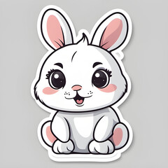 Obraz na płótnie Canvas Cute puffy happy bunny illustration
