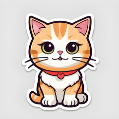 Cute puffy happy cat illustration