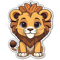 Fototapeta premium Cute puffy happy lion illustration