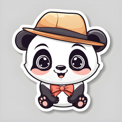 Cute puffy happy panda illustration