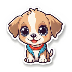 Cute puffy happy puppy illustration