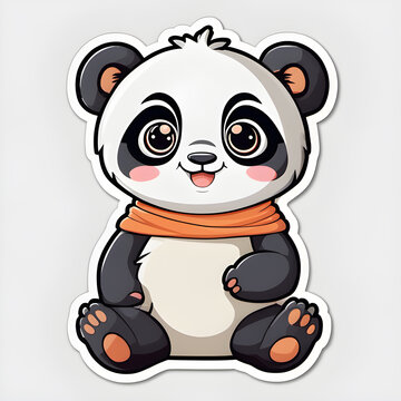 Cute puffy happy panda illustration