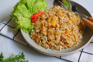 A plate of fried rice