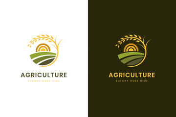 agriculture logo design for agronomy, wheat farm, rural country farming field, natural harvest