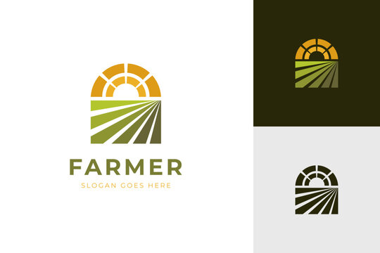 agriculture logo design for agronomy, wheat farm, rural country farming field, natural harvest