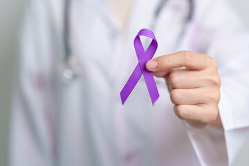 purple Ribbon for Violence, Pancreatic, Esophageal, Testicular cancer, Alzheimer, epilepsy, lupus,...