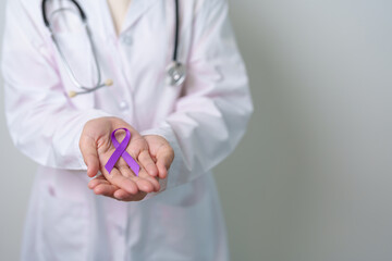 purple Ribbon for Violence, Pancreatic, Esophageal, Testicular cancer, Alzheimer, epilepsy, lupus,...