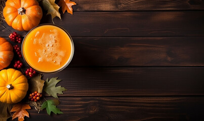 A Halloween-themed banner highlighting a glass of pumpkin drink, exuding a delightful fragrance.