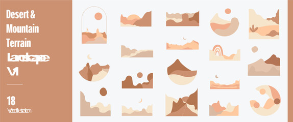 Desert & Mountain Terrain Landscape Illustration 1