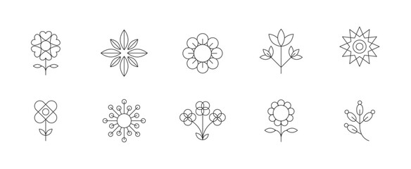 Fototapeta na wymiar Set of flower Icons vector, Flower line icon set. Collection of high-quality black outline logos for mobile concepts and web apps. 