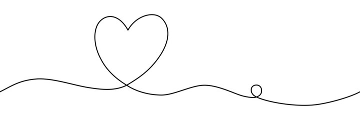 One heart with continuous hand line drawing of love sign. Minimal Vector Design.