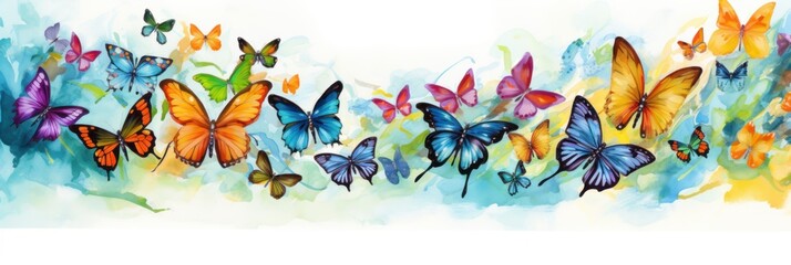 Safari Animal set colorful butterflies and dragonflies in watercolor style.