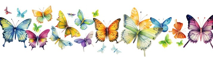 Safari Animal set colorful butterflies and dragonflies in watercolor style.