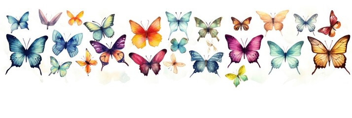 Safari Animal set colorful butterflies and dragonflies in watercolor style.
