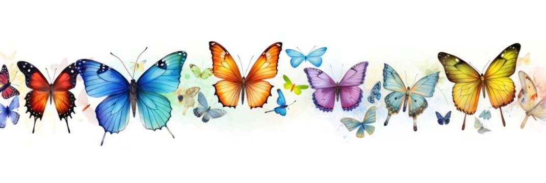 Safari Animal set colorful butterflies and dragonflies in watercolor style.