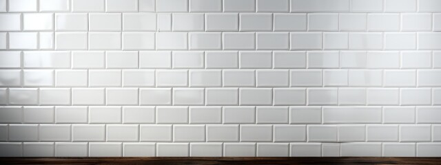 White light brick subway tiles ceramic wall texture wide tile background banner panorama, seamless pattern.