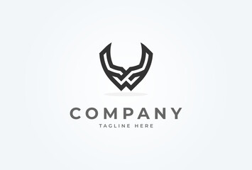 Initial W Horn logo. modern and minimalist letter W with Horn design logo. vector illustration