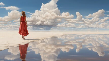 desert mirror surface, girl