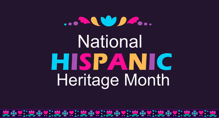 Illustration Vector for Hispanic heritage month. Vector web banner, poster, card for social media and networks. with Papel Picado pattern, perforated paper on black background perfect for social media