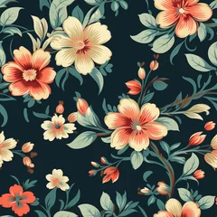 Behang Vintage floral wallpaper © Ricardo Costa