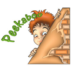 Peekaboo boy cartoon 3d gesture