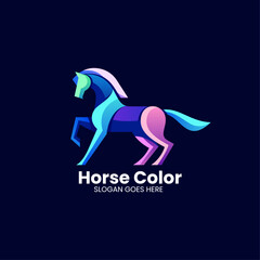 Vector Logo Illustration Horse Gradient Colorful Style