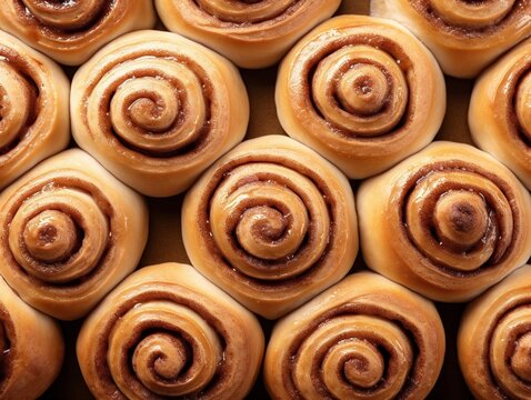 Cinnamon Rolls baked fresh on a baking sheet