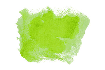 Green watercolor background. Artistic hand paint. Isolated on transparent background.