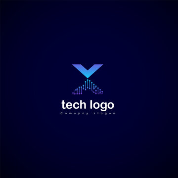 Creative Letter X logo design with point or dot symbol, Letter x logo gradient design, Geometric Arrow Shape with Pixel Dots Halftone Origami Style. Usable for Business and Technology Logos. Flat logo