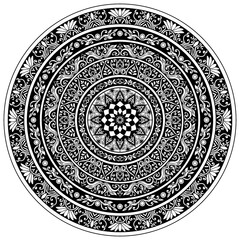 Mehndi Henna Drawing Circular Mandala pattern for tattoo, decoration premium product poster or painting. Decorative ornament in ethnic oriental style. Outline doodle hand draw illustration.
