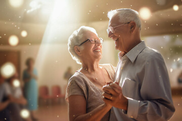 Active senior couple dancing, being happy and enjoying the moment