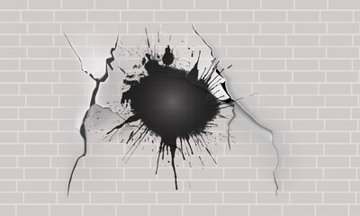 Vector hole wall broken. illustration