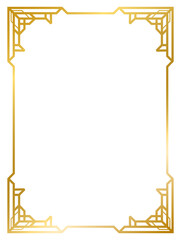  Art Deco gold frame vintage frame line geometric wedding label card frame png transparent background