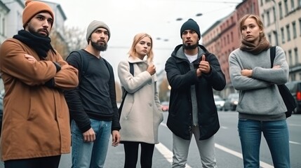 Fototapeta premium group of young people standing together.Made with the highest quality generative AI tools