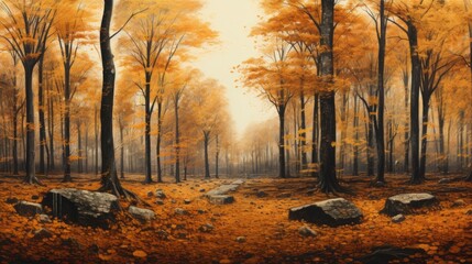 An autumn forest, panoramic