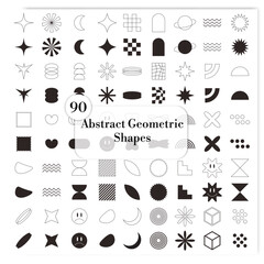 Collection of abstract geometric shape icon sets for decor elements