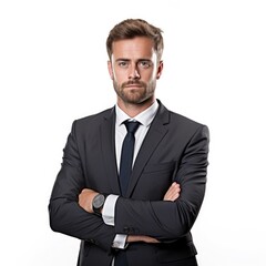 Fictional Professional businessman portrait on white background 