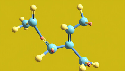 Structure of molecule on yellow background. Chemical model