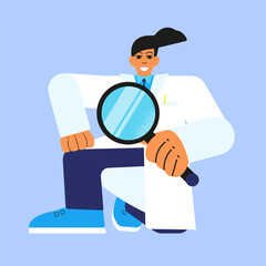 Vector illustration, medical staff. Male doctor. Health, clinical examination, prevention.