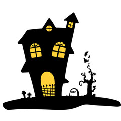 illustration of haunted house