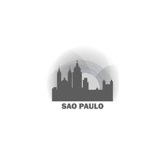 Brazil São Paulo cityscape skyline city panorama vector flat modern logo icon. Latin America region emblem idea with landmarks and building silhouettes at sunrise sunset