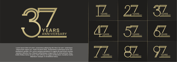 set of anniversary logotype golden color for special celebration event